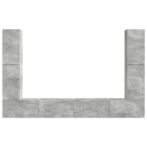 Комплект ТВ шкаф 8 pcs Циментено сиво Инженерно дърво