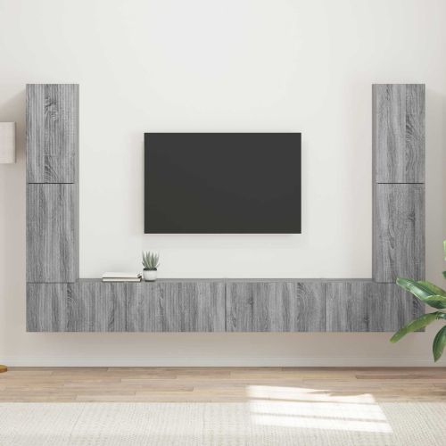 Комплект ТВ шкаф 8 pcs Сив Сонома Инженерно дърво