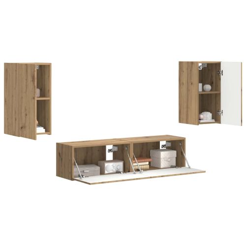 Комплект ТВ шкаф 4 pcs Дъб Инженерно дърво