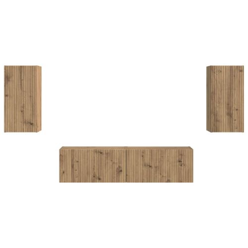 Комплект ТВ шкаф 4 pcs Дъб Инженерно дърво