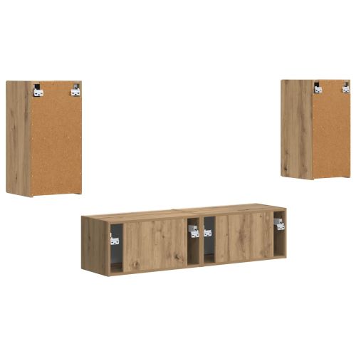 Комплект ТВ шкаф 4 pcs Дъб Инженерно дърво