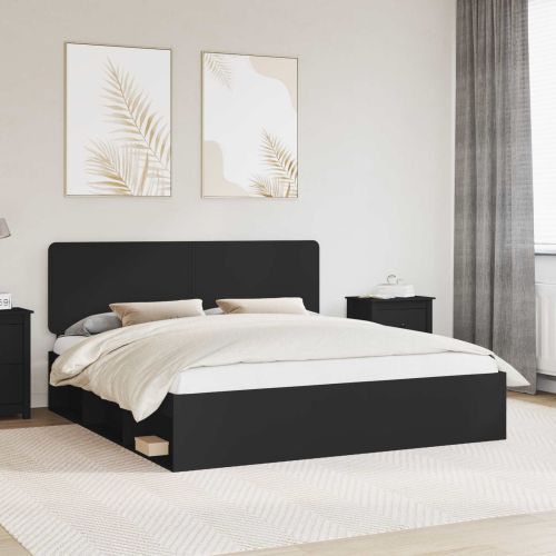 Рамка за легло Черно 180 x 200 cm Солидно борово дърво