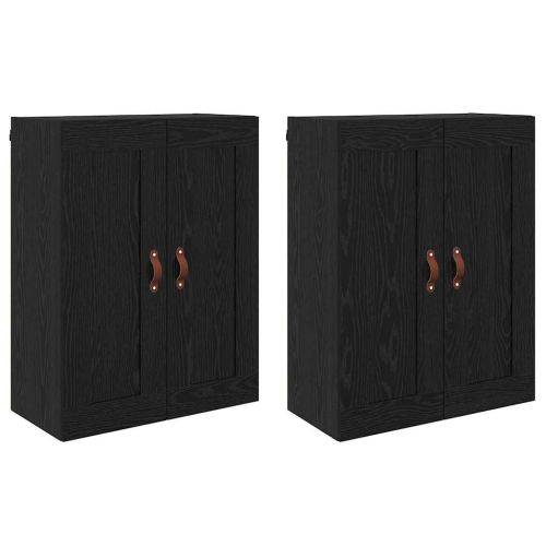 Стенно монтиран шкаф 2 pcs Черния дъб 69,5 x 34 x 90 см