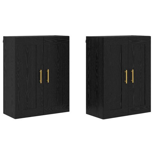 Стенно монтиран шкаф 2 pcs Черния дъб 69,5 x 34 x 90 см