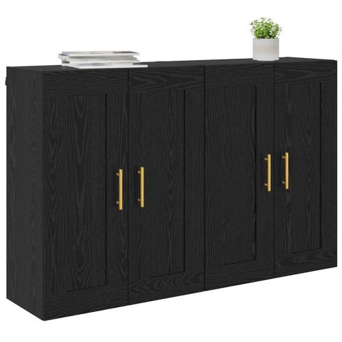 Стенно монтиран шкаф 2 pcs Черния дъб 69,5 x 34 x 90 см