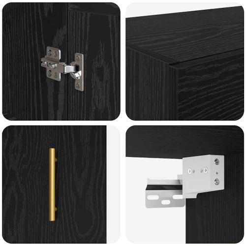 Стенно монтиран шкаф 2 pcs Черния дъб 69,5 x 34 x 90 см