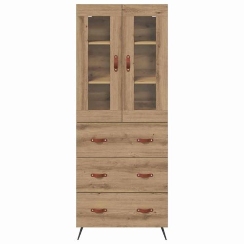 Висок шкаф с рафт с чекмедже 2 pcs Дъб Инженерно дърво