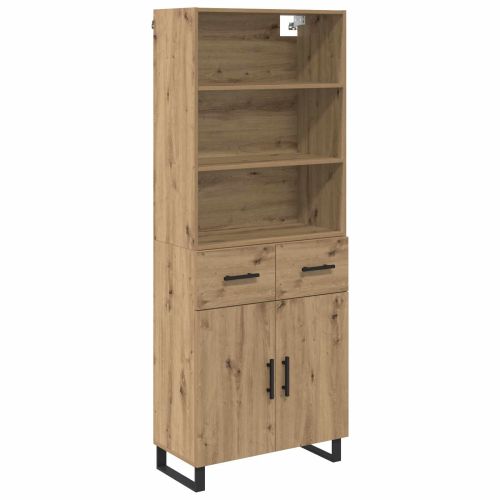 Висок шкаф с чекмедже 2 pcs Дъб Инженерно дърво
