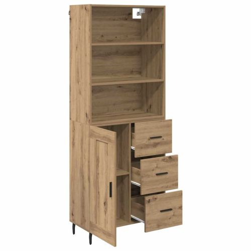 Висок шкаф Дъб 69,5 x 34 x 180 см Инженерна дървесина и стъкло
