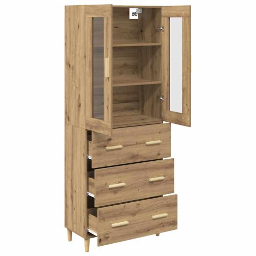 Висок шкаф Дъб 69,5 x 34 x 180 см Инженерна дървесина и стъкло