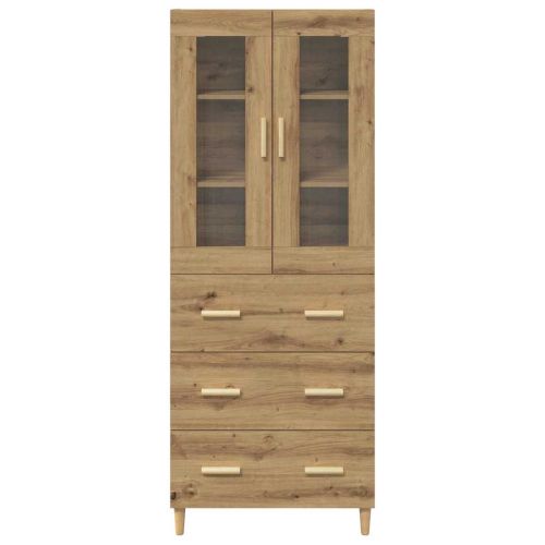 Висок шкаф Дъб 69,5 x 34 x 180 см Инженерна дървесина и стъкло