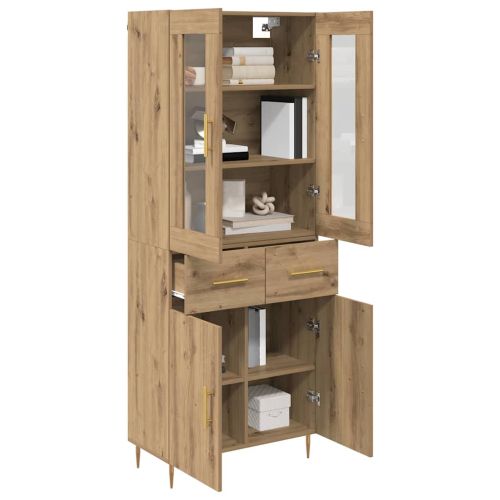 Висок шкаф с чекмедже 2 pcs Дъб Инженерно дърво