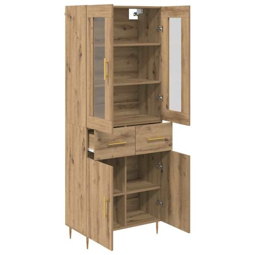 Висок шкаф с чекмедже 2 pcs Дъб Инженерно дърво