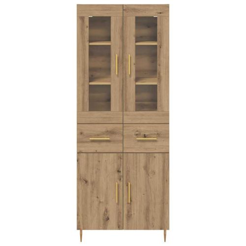 Висок шкаф с чекмедже 2 pcs Дъб Инженерно дърво