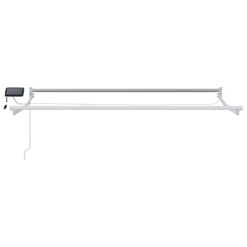 Ръчен изтеглящ сенник с LED светлини Бежов и бял 3,5 x 2,5 m