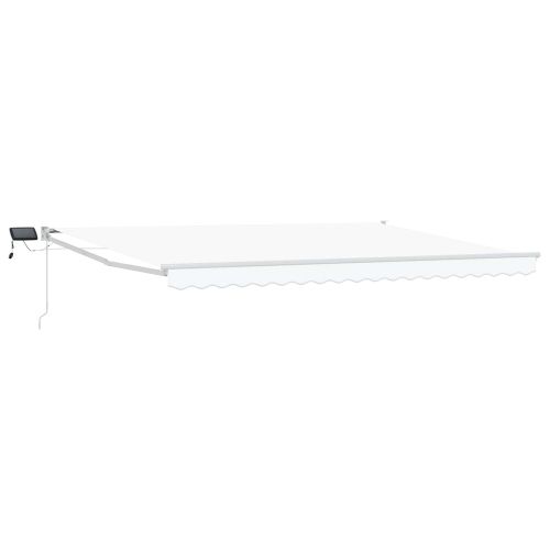Ръчен изтеглящ сенник с LED светлини Бял 4,5 × 3 m