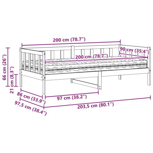 Дневно легло с таблото Восъчен кафяв и бял 90 x 200 cm