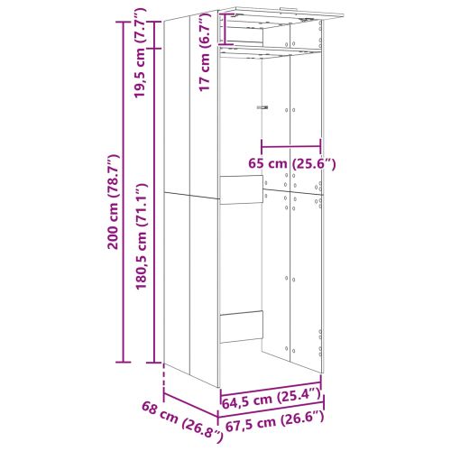 Шкаф за пералня Бетон 67,5 x 68 x 200 см Инженерно дърво