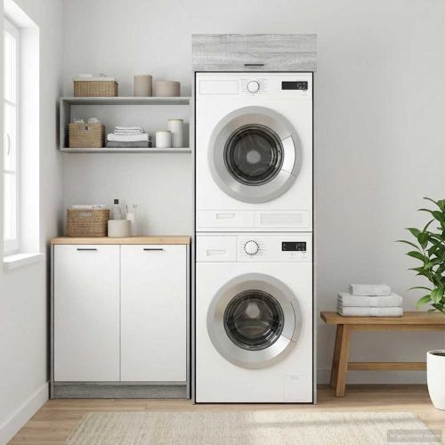 Шкаф за пералня Сив Сонома 67,5 x 68 x 200 см Инженерно дърво