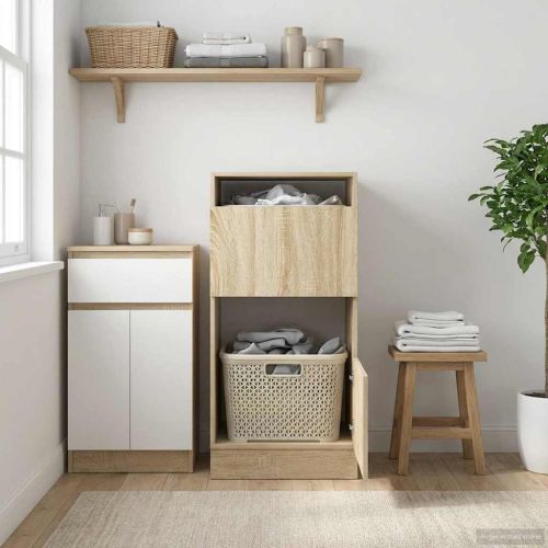 Мивка за пране с врата Сонома 50 x 68 x 102 см Инженерно дърво