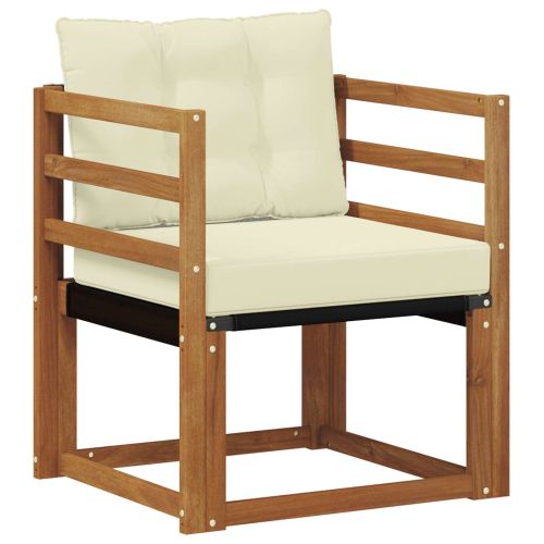 Външен диван Солидно акациево дърво Натурален и Крема