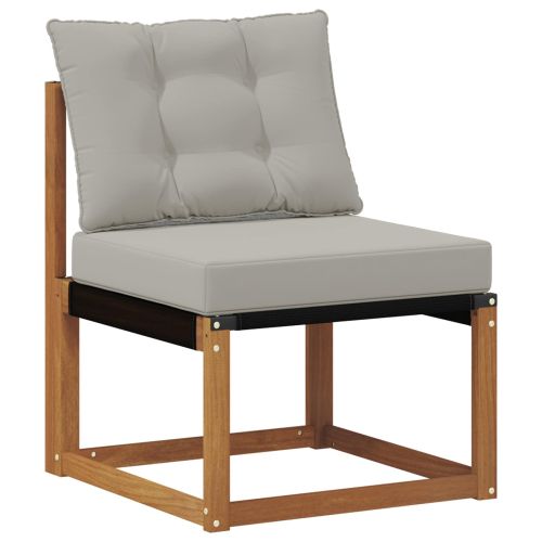 Външен диван Солидно акациево дърво Естествено и светло сиво