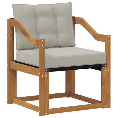 Външен диван Солидно акациево дърво Естествено и светло сиво