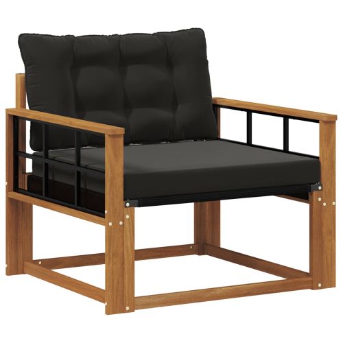 Комплект дивани за открито Солидно акациево дърво и текстилена