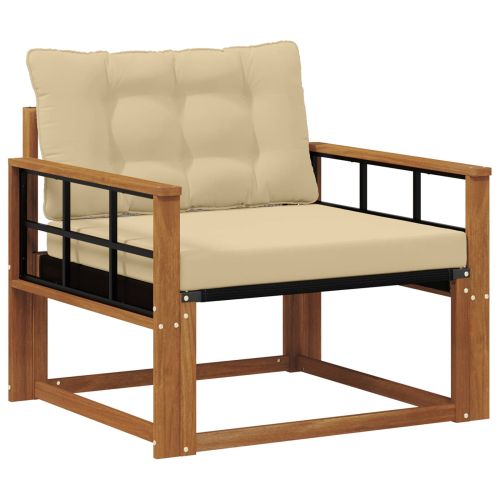 Комплект дивани за открито Солидно акациево дърво и текстилена