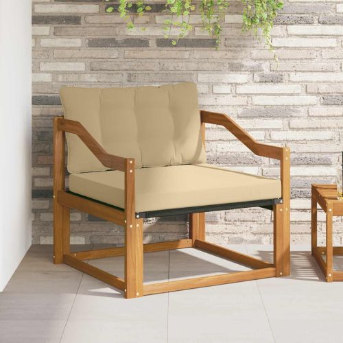 Комплект дивани за открито Солидно акациево дърво и текстилена