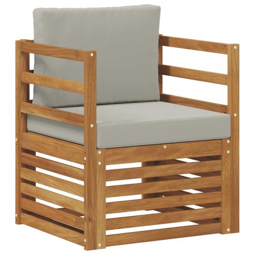 Външен диван Солидно акациево дърво и полиестер Натурално