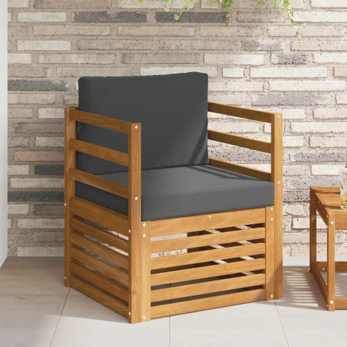 Външен диван Солидно акациево дърво и полиестер Натурално