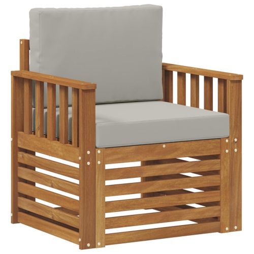 Външен диван Солидно акациево дърво и полиестер Натурално