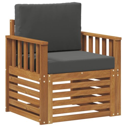 Външен диван Солидно акациево дърво и полиестер Натурално