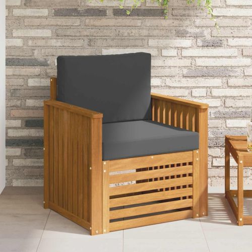 Външен диван Солидно акациево дърво и полиестер Натурално