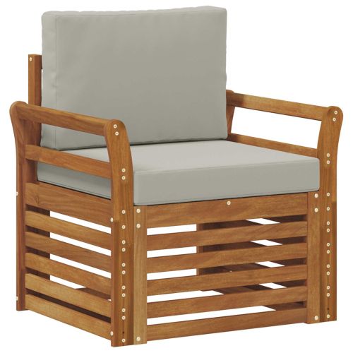 Външен диван Солидно акациево дърво и полиестер Натурално