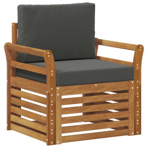 Външен диван Солидно акациево дърво и полиестер Натурално