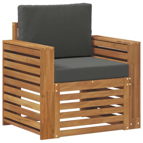 Външен диван Солидно акациево дърво и полиестер Натурално