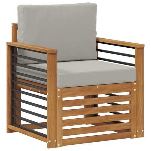 Външен диван Солидно акациево дърво и полиестер Натурално