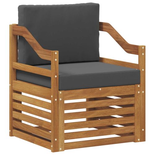 Външен диван Солидно акациево дърво и полиестер Натурално