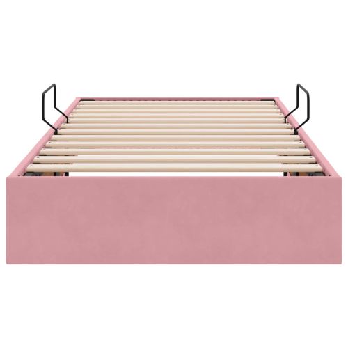 Отоманско легло със съхранение Розово 100 x 200 cm Кадифе