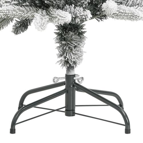 Изкуствена тънка коледна елха с флокиран сняг 180 cm PVC&PE