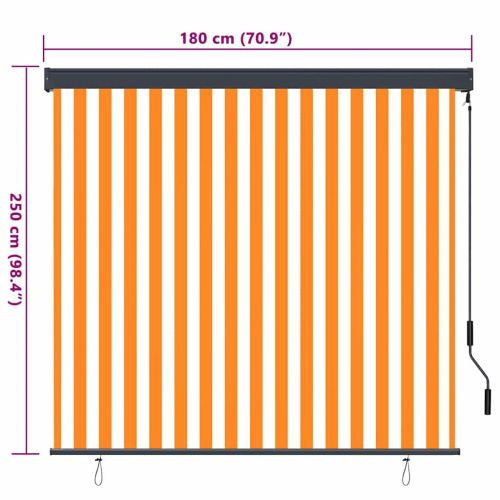 Ролетна щора Бяло и Оранжево 180 x 250 cm Текстил и Алуминий