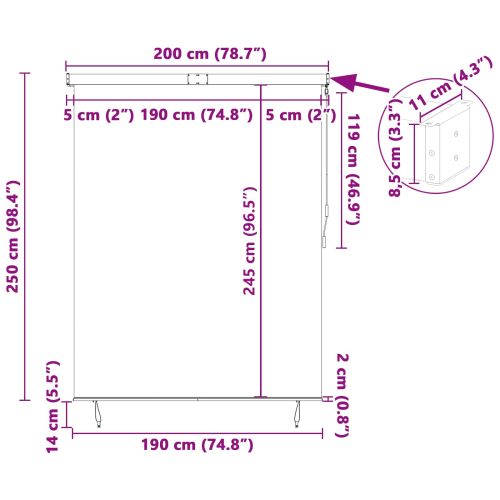 Ролетна щора Антрацит 200 x 250 см Текстил и Алуминий