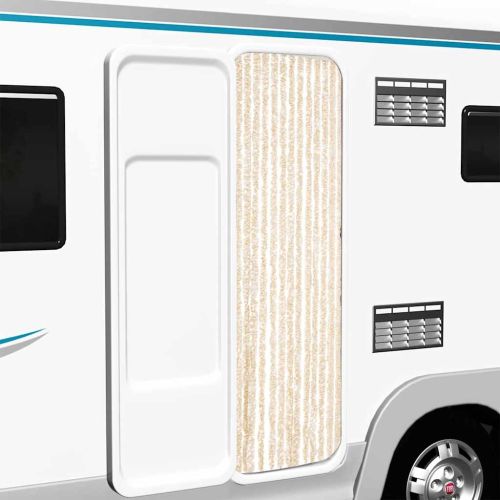 Ресни за врата против мухи, бежово и бяло, 56x200 см, шенил