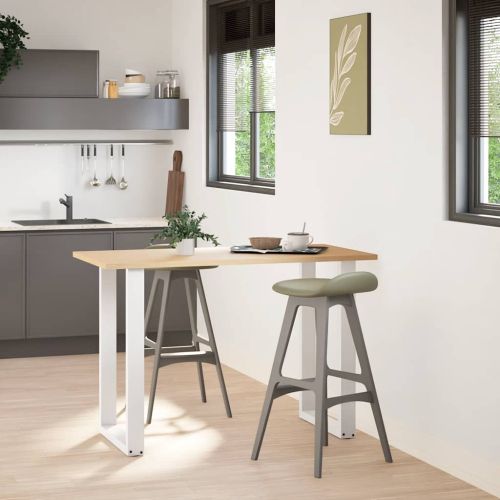 Крака за бар маса, U-образни, 2 бр., бели, 60x(90-91) см, стомана