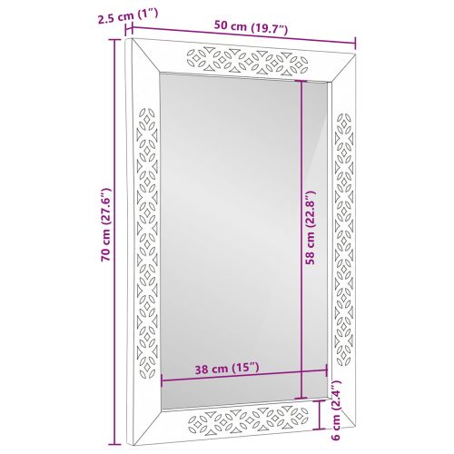 стеннo огледало Правоъгълна Избелено бяло 70 x 50 cm