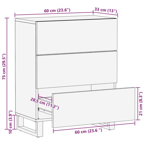 Шкаф за съхранение Кафяво 60 x 33 x 75 cm Солидно мангово дърво
