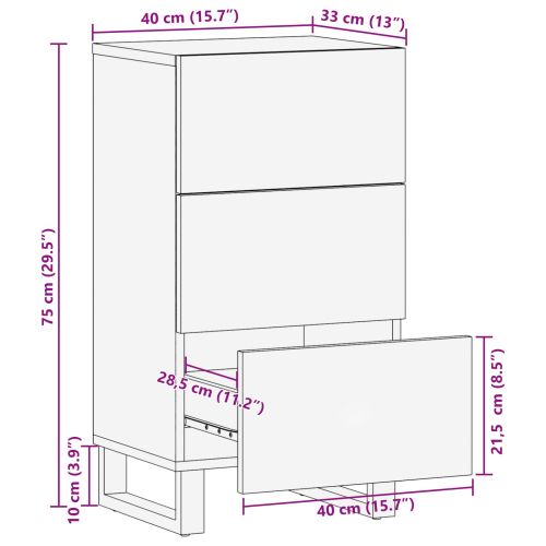 Страничен шкаф Кафяво 40 x 33 x 75 см Солидно мангово дърво