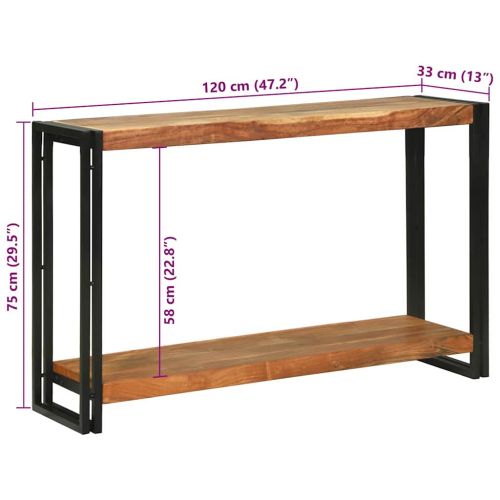 Конзолна маса Кафяво 120 x 33 x 75 см Солидно акациево дърво